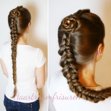 Dutch Fishtail Braid with Rose Accent