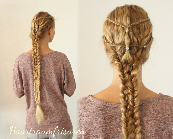 Combination out of fhishtails and three strand braids